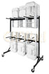 Chivari 48 White Metal Folding Chairs + 6 Heavy Duty Plastic 72x30 Banquet Tables + Hybrid Folding Chair and Banquet Table Cart CFMW-48-6RT-KT