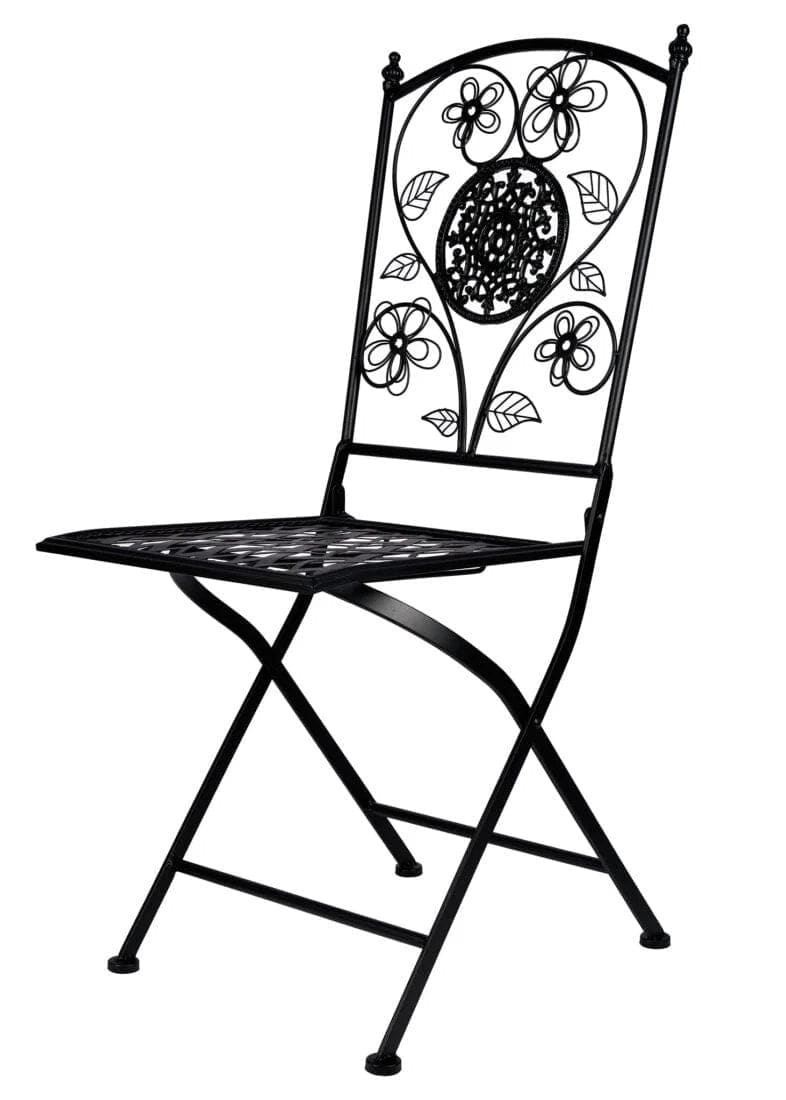 Chivari Rustic Matte Black Barcelona Bistro Folding Chair CBBMB-AX-T
