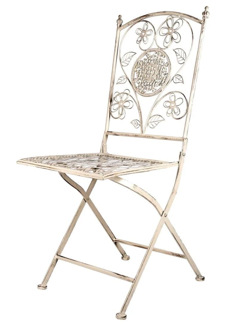 Chivari Antique White Barcelona Bistro Folding Chair CBBMW-AX-T