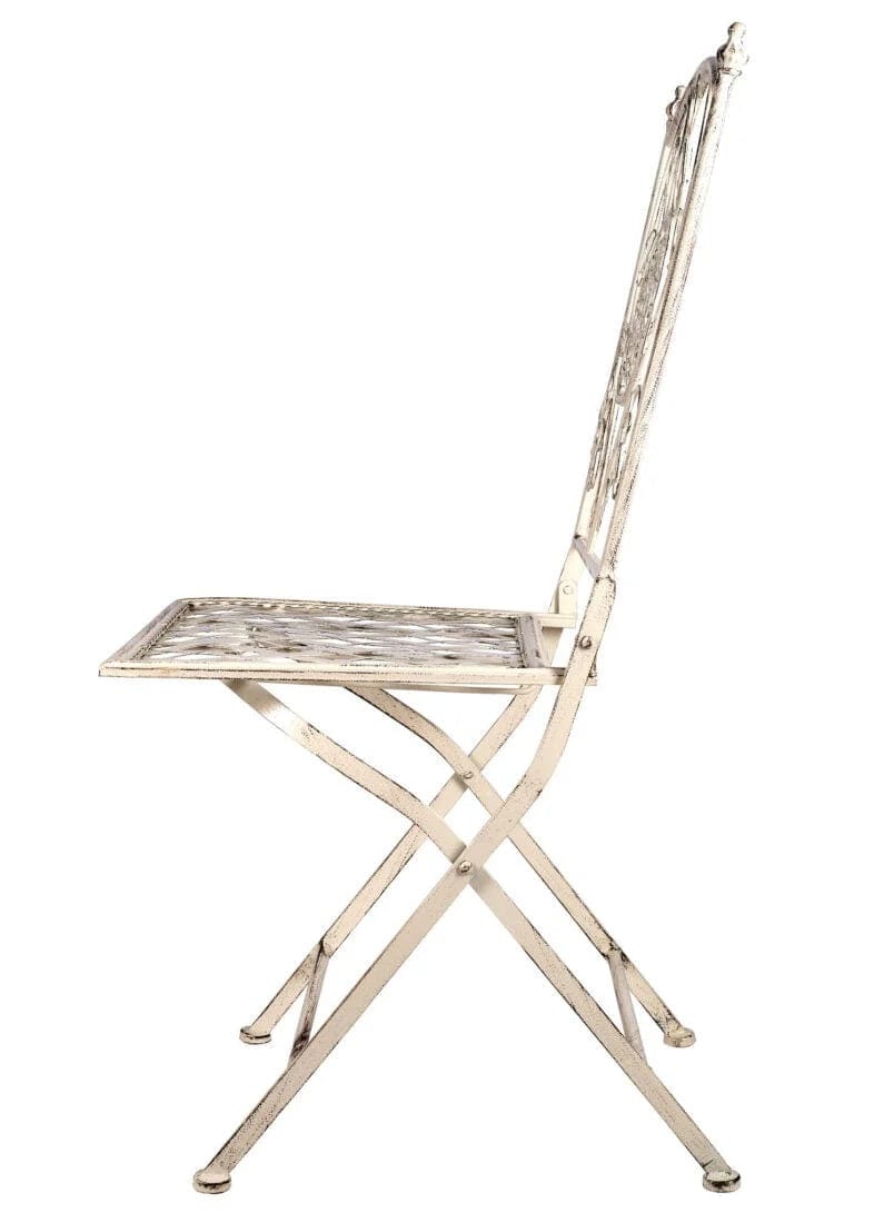 Chivari Antique White Barcelona Bistro Folding Chair CBBMW-AX-T