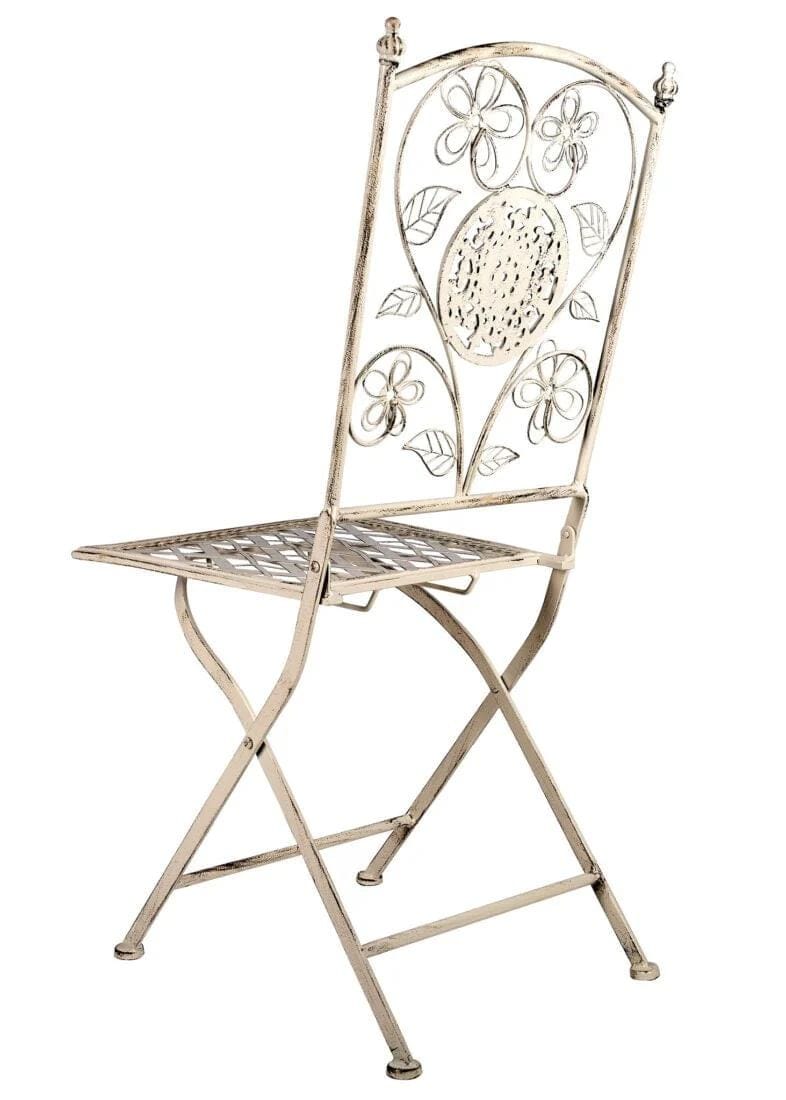 Chivari Antique White Barcelona Bistro Folding Chair CBBMW-AX-T