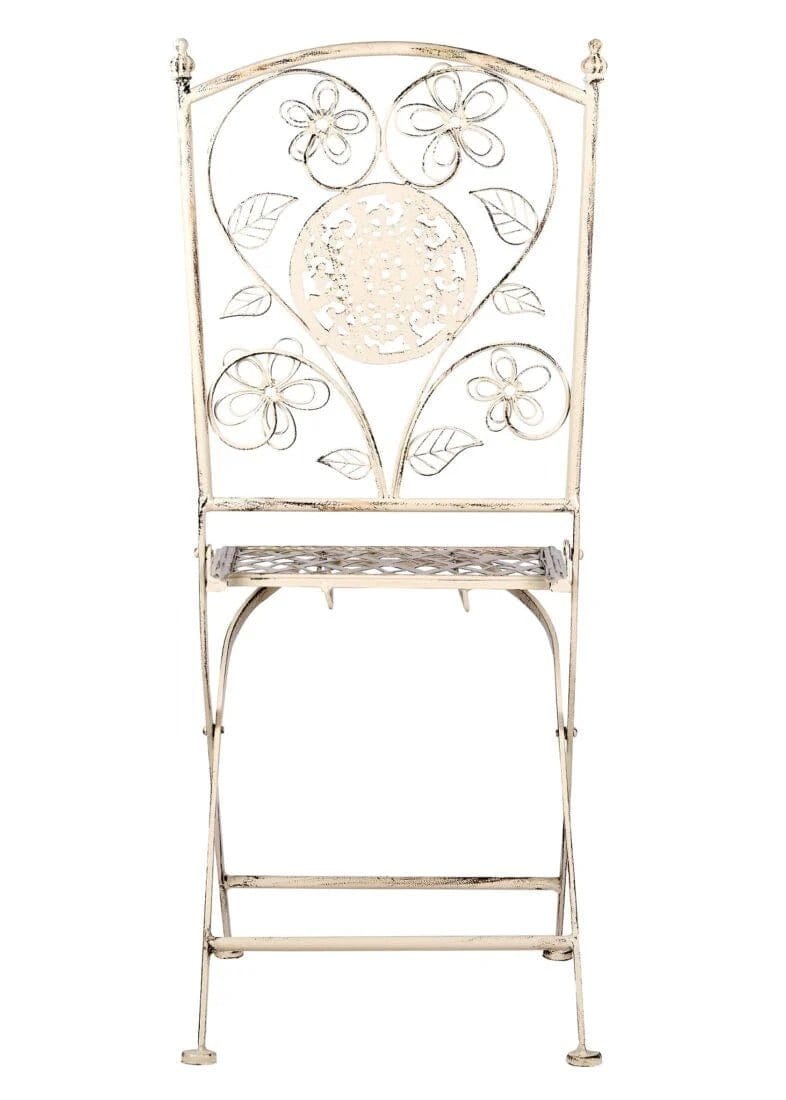 Chivari Antique White Barcelona Bistro Folding Chair CBBMW-AX-T