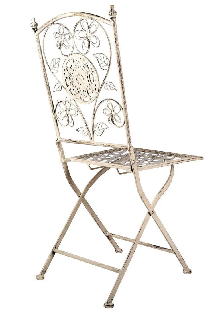 Chivari Antique White Barcelona Bistro Folding Chair CBBMW-AX-T