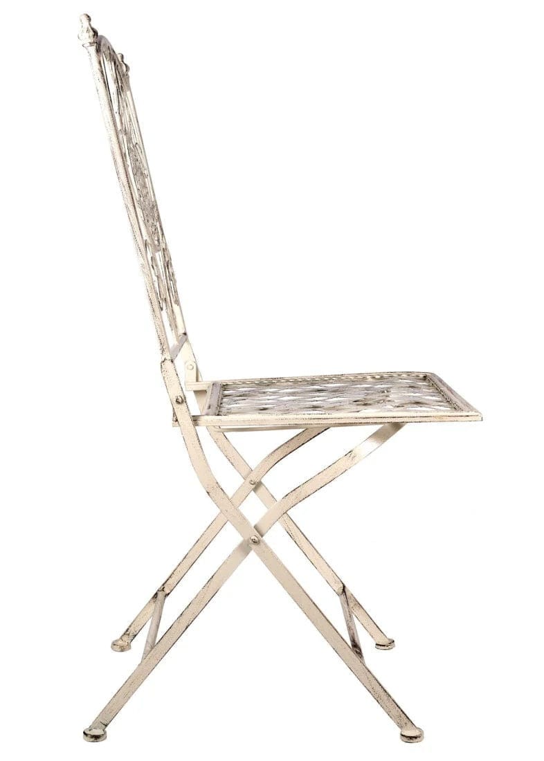 Chivari Antique White Barcelona Bistro Folding Chair CBBMW-AX-T