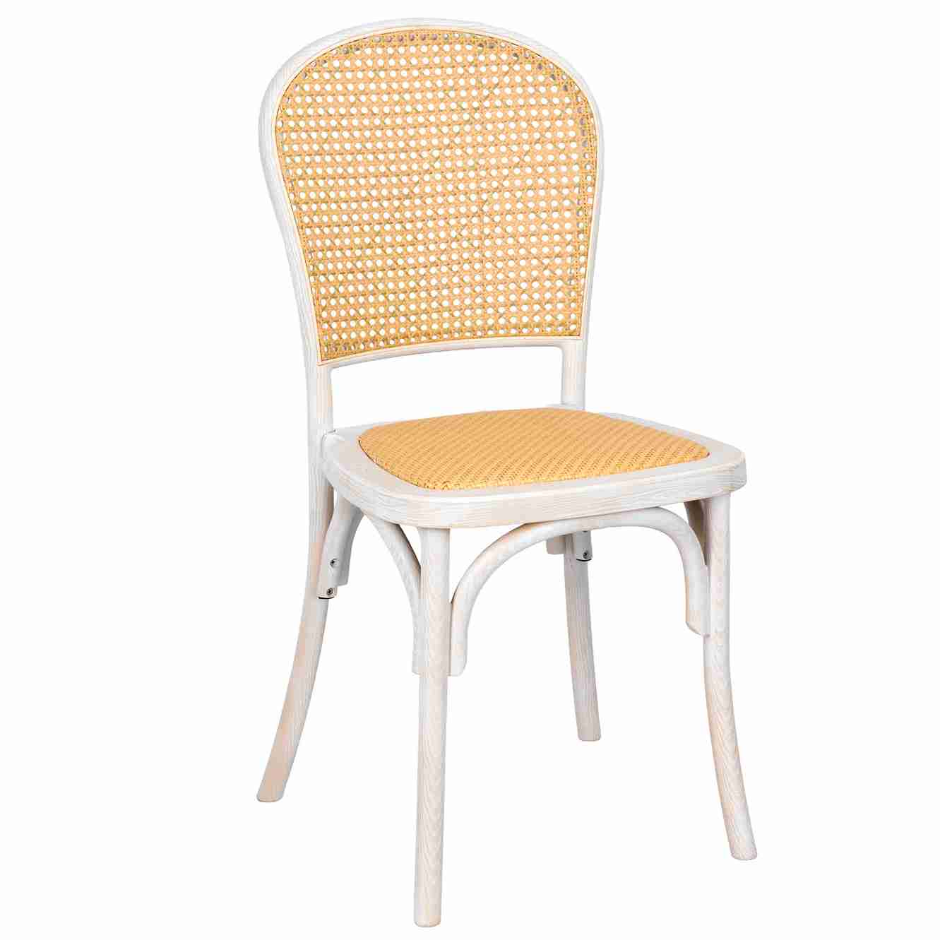 Chivari White Distressed Bent Cane Resin Chair CBCWD-ZG-T