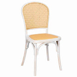 White Distressed Bent Cane Resin Chair