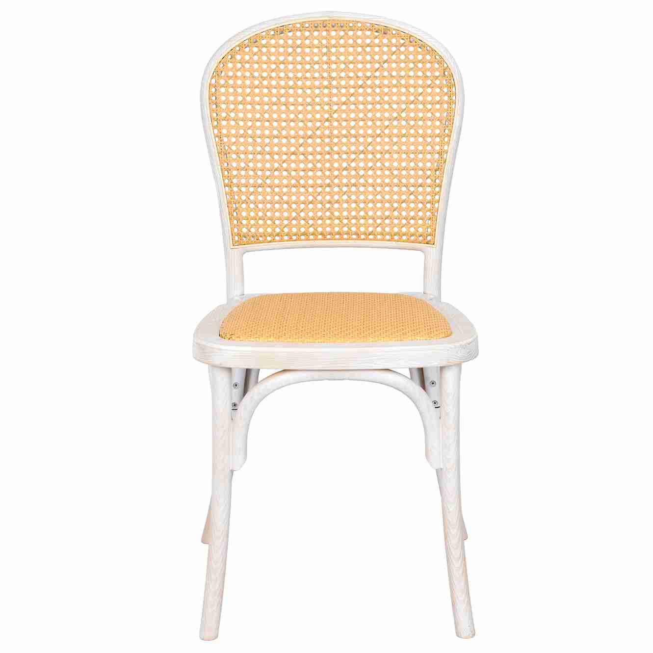 Chivari White Distressed Bent Cane Resin Chair CBCWD-ZG-T