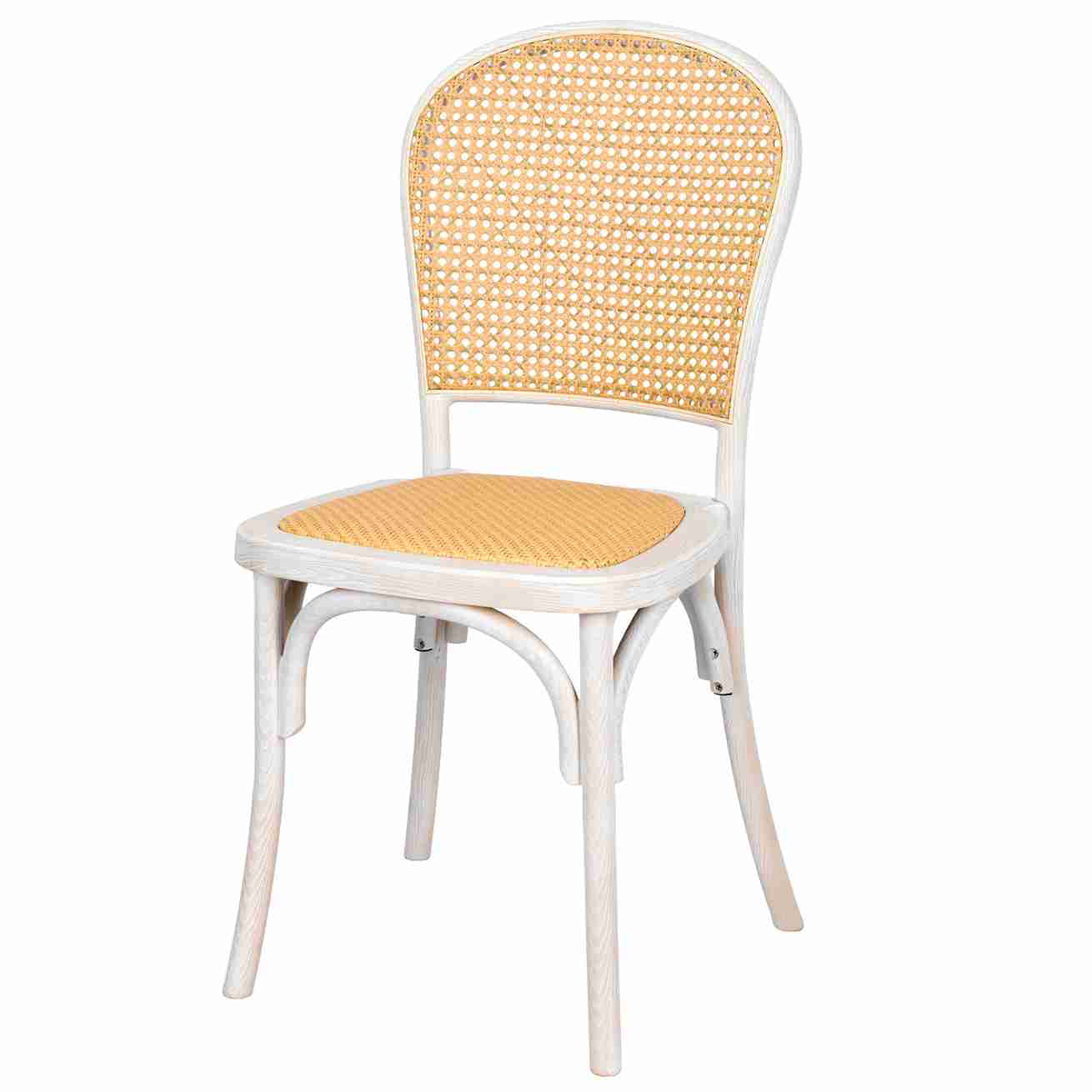 Chivari White Distressed Bent Cane Resin Chair CBCWD-ZG-T