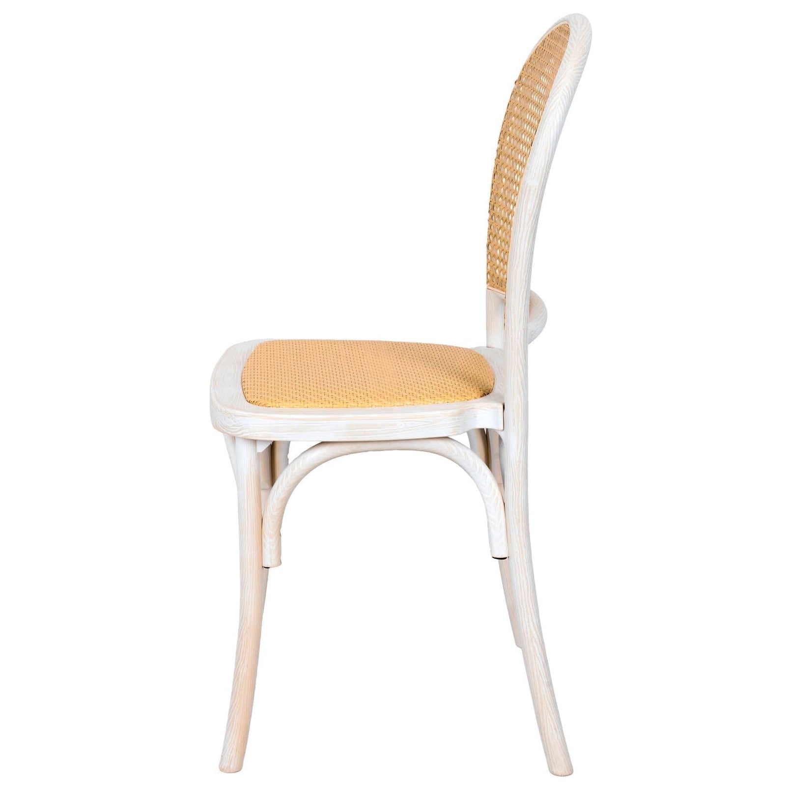 Chivari White Distressed Bent Cane Resin Chair CBCWD-ZG-T