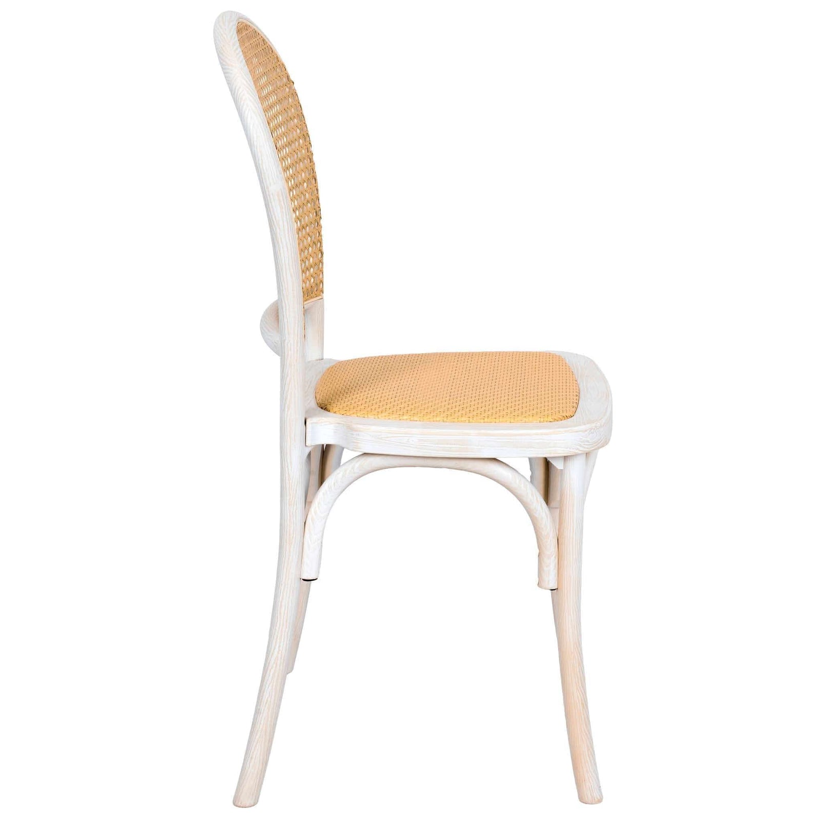 Chivari White Distressed Bent Cane Resin Chair CBCWD-ZG-T