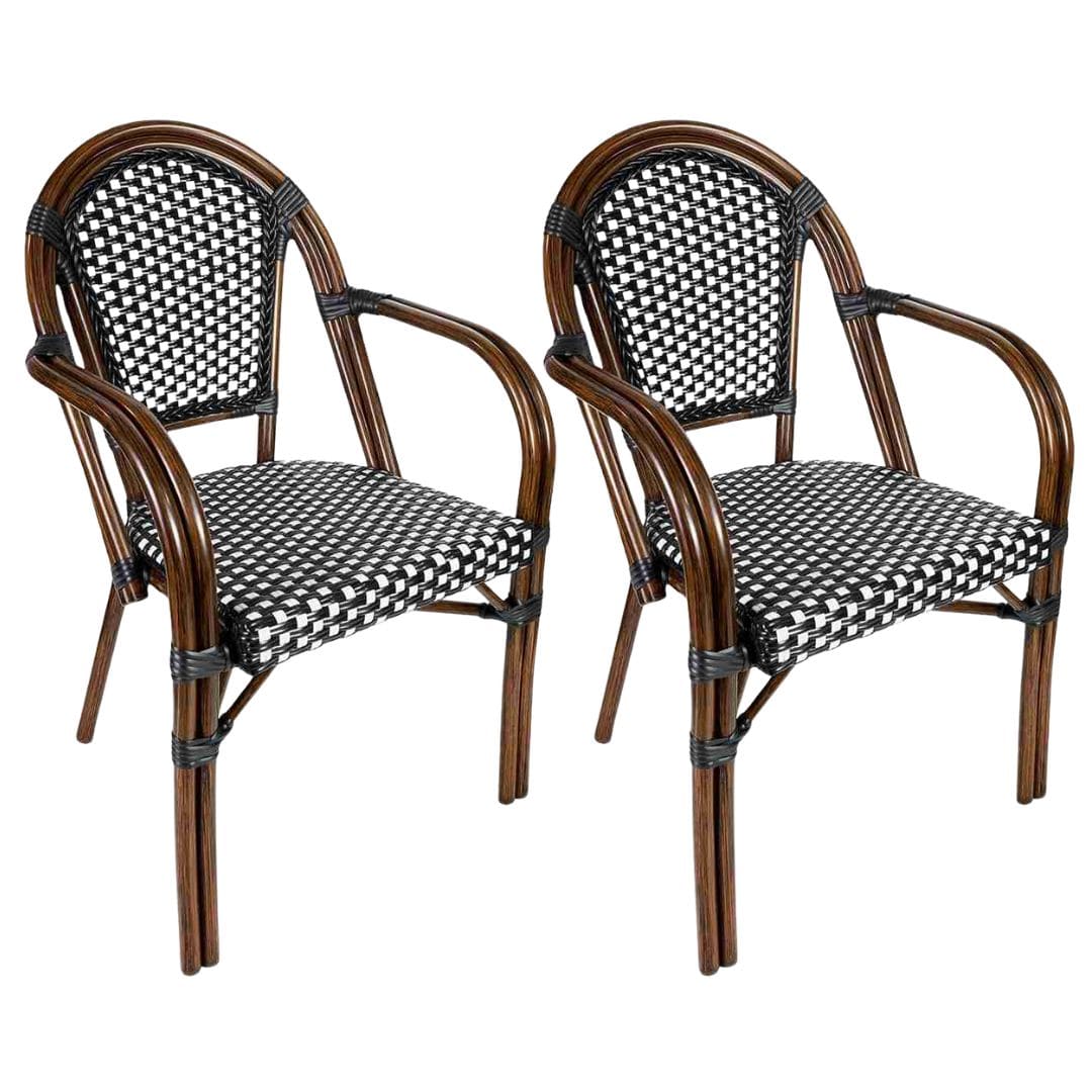 Toulouse Scratch and Dent Black and White French Bistro Chair Patio Dining with Arms CBPABLA-AX-T-SD