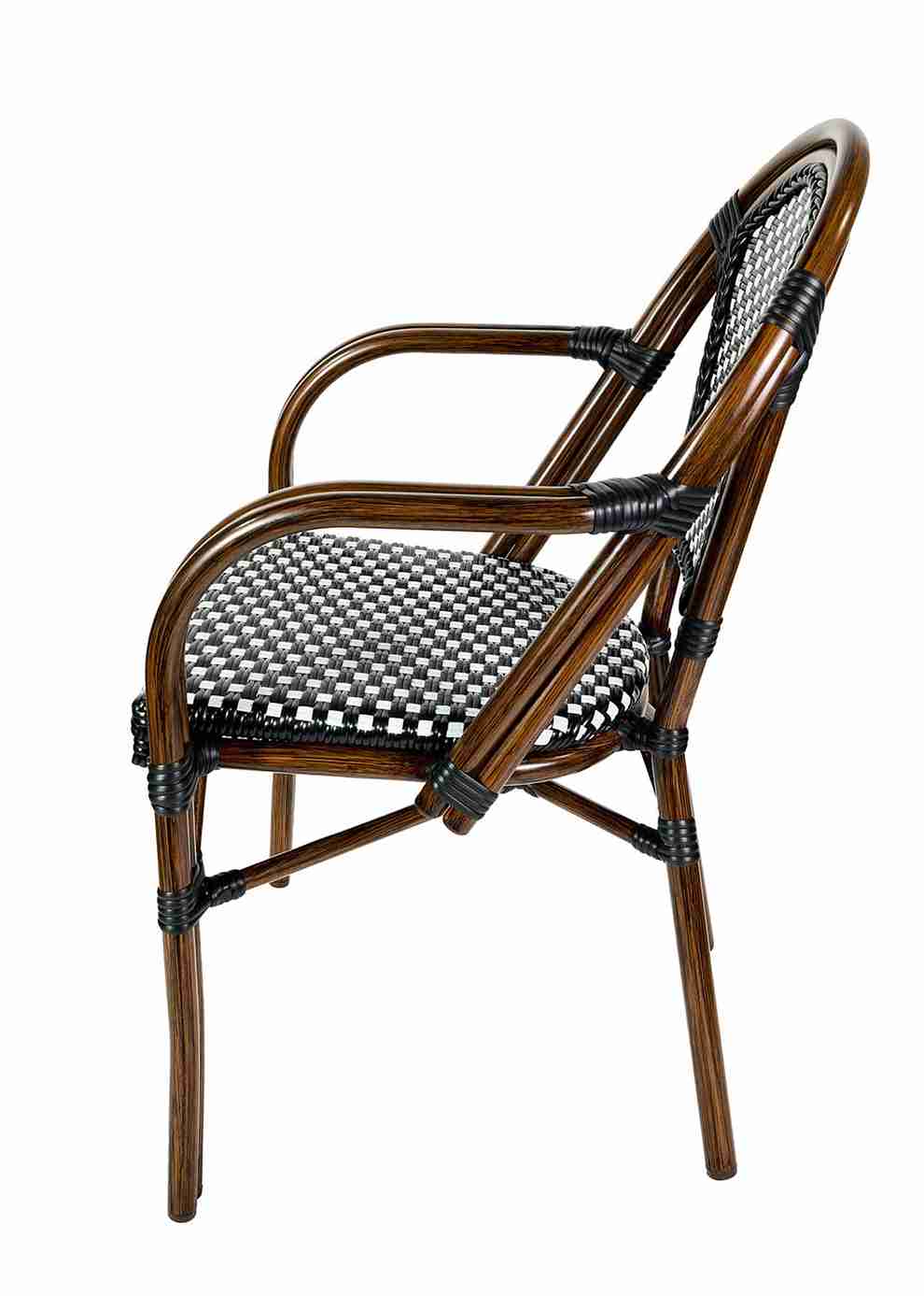 Toulouse Black and White French Bistro Chair Patio Dining with Arms CBPABLA-AX-T
