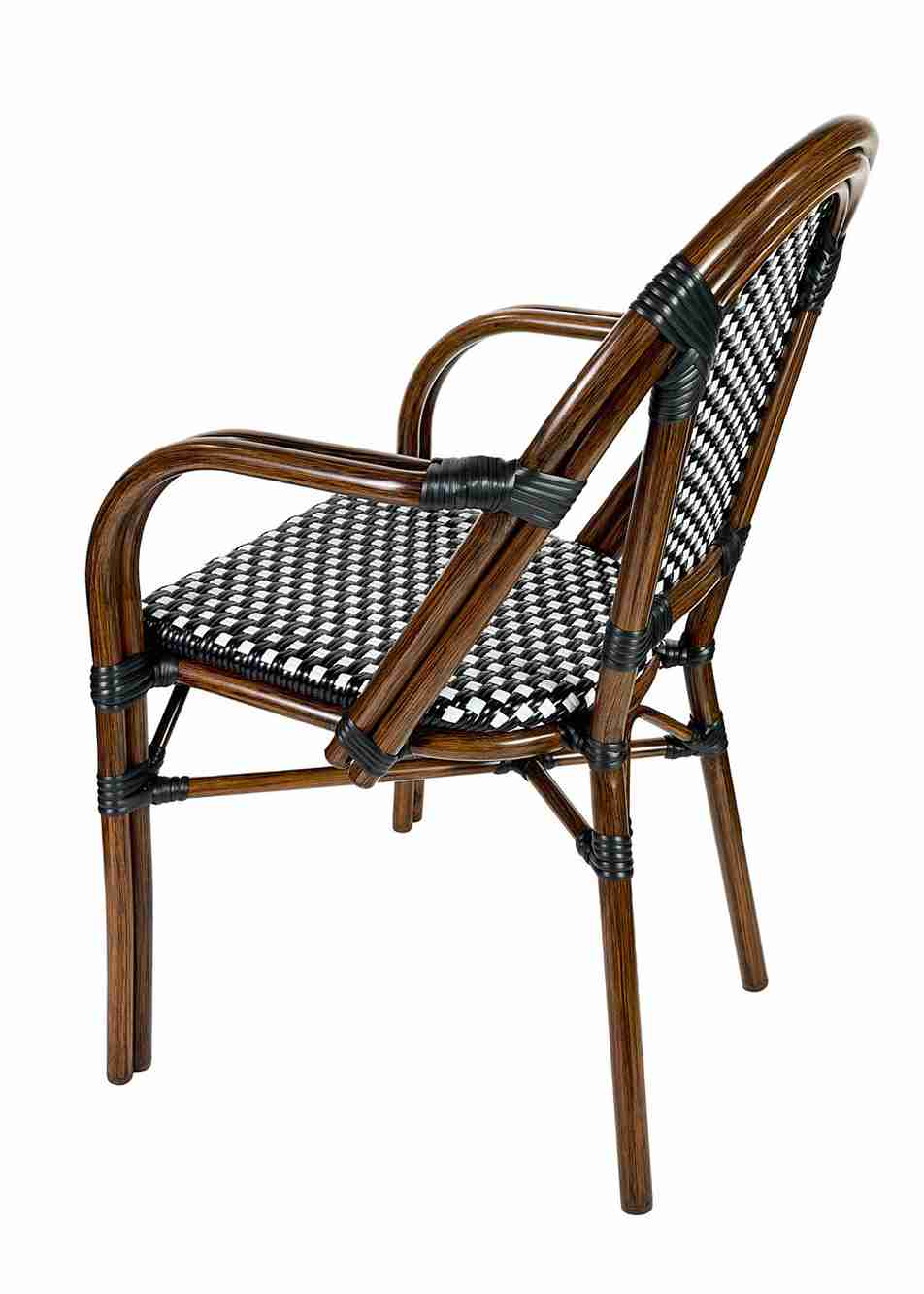 Toulouse Scratch and Dent Black and White French Bistro Chair Patio Dining with Arms CBPABLA-AX-T-SD