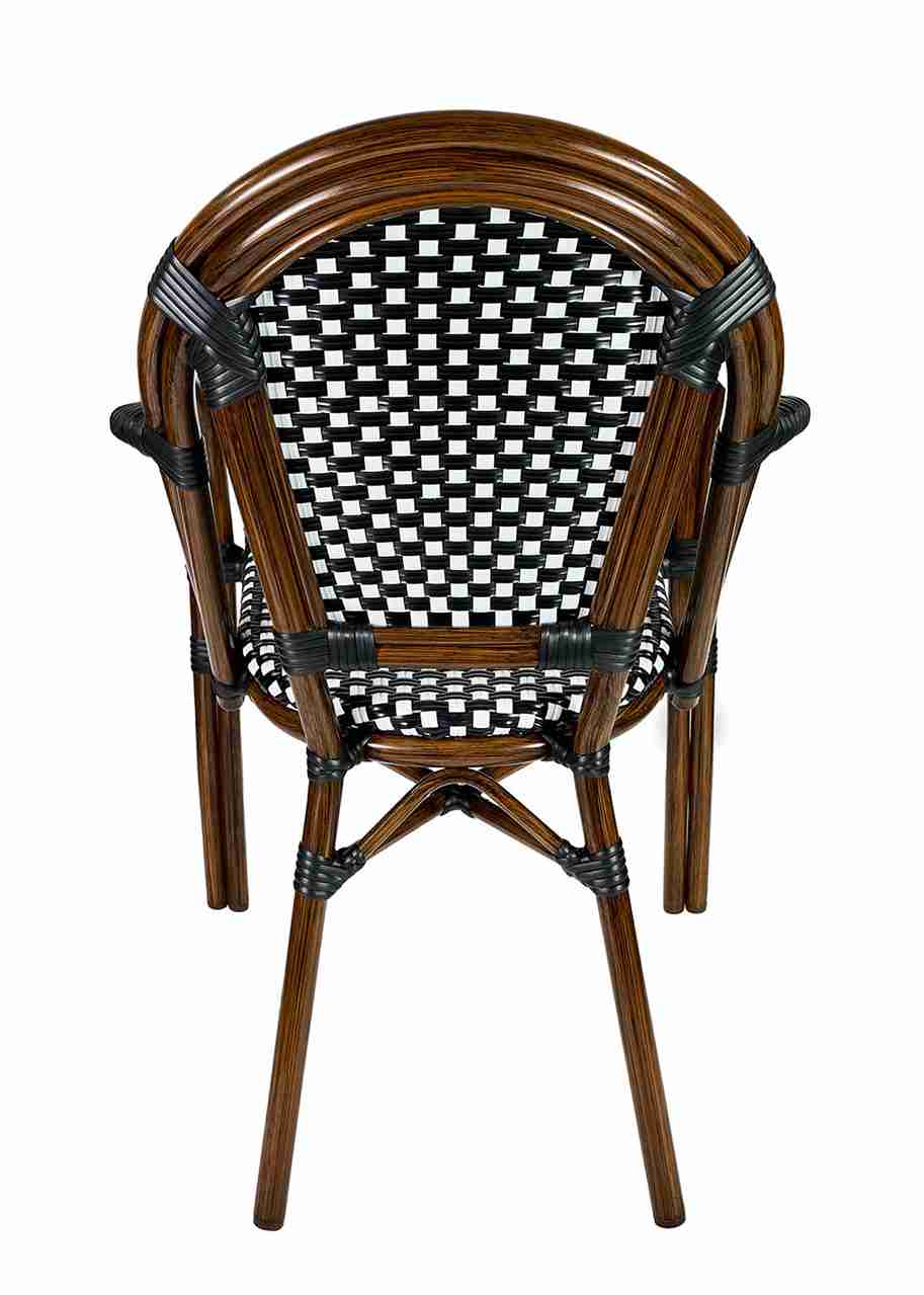 Toulouse Black and White French Bistro Chair Patio Dining with Arms CBPABLA-AX-T