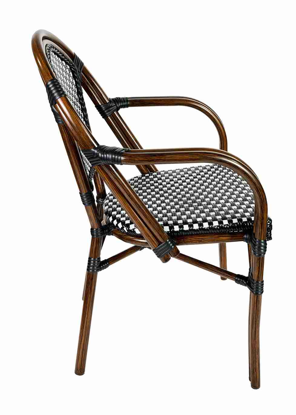 Toulouse Black and White French Bistro Chair Patio Dining with Arms CBPABLA-AX-T