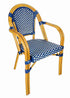 Toulouse Blue and White French Bistro Patio Dining Chair with Arms CBPABLU-AX-T