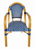Toulouse Blue and White French Bistro Patio Dining Chair with Arms CBPABLU-AX-T