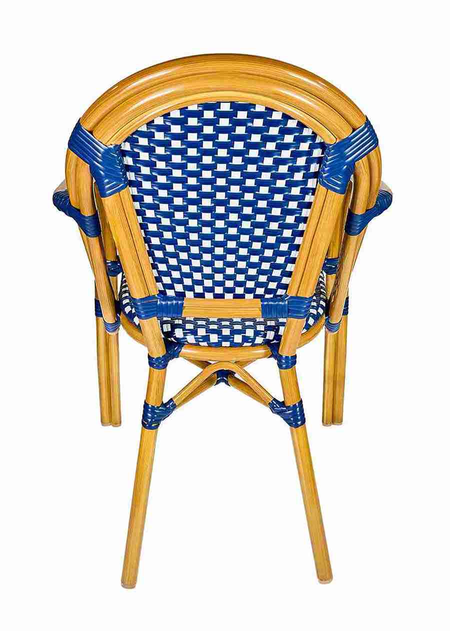 Toulouse Blue and White French Bistro Patio Dining Chair with Arms CBPABLU-AX-T