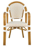 Toulouse White and Beige French Bistro Patio Dining Chair with Arms CBPAWB-AX-T