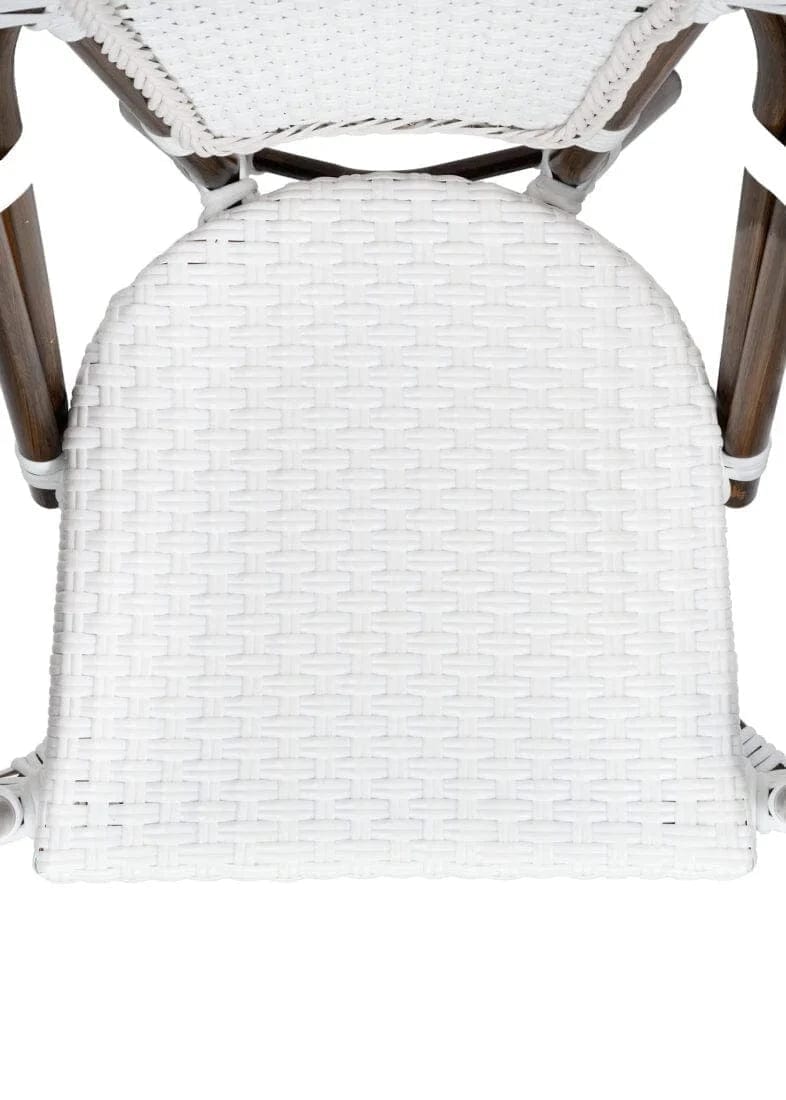 Toulouse White on White French Bistro Patio Dining Chair with Arms CBPAWD-AX-T