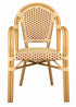 Toulouse Beige and Maroon French Bistro Patio Dining Chair with Arms CBPAWM-AX-T