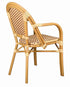 Toulouse Beige and Maroon French Bistro Patio Dining Chair with Arms CBPAWM-AX-T
