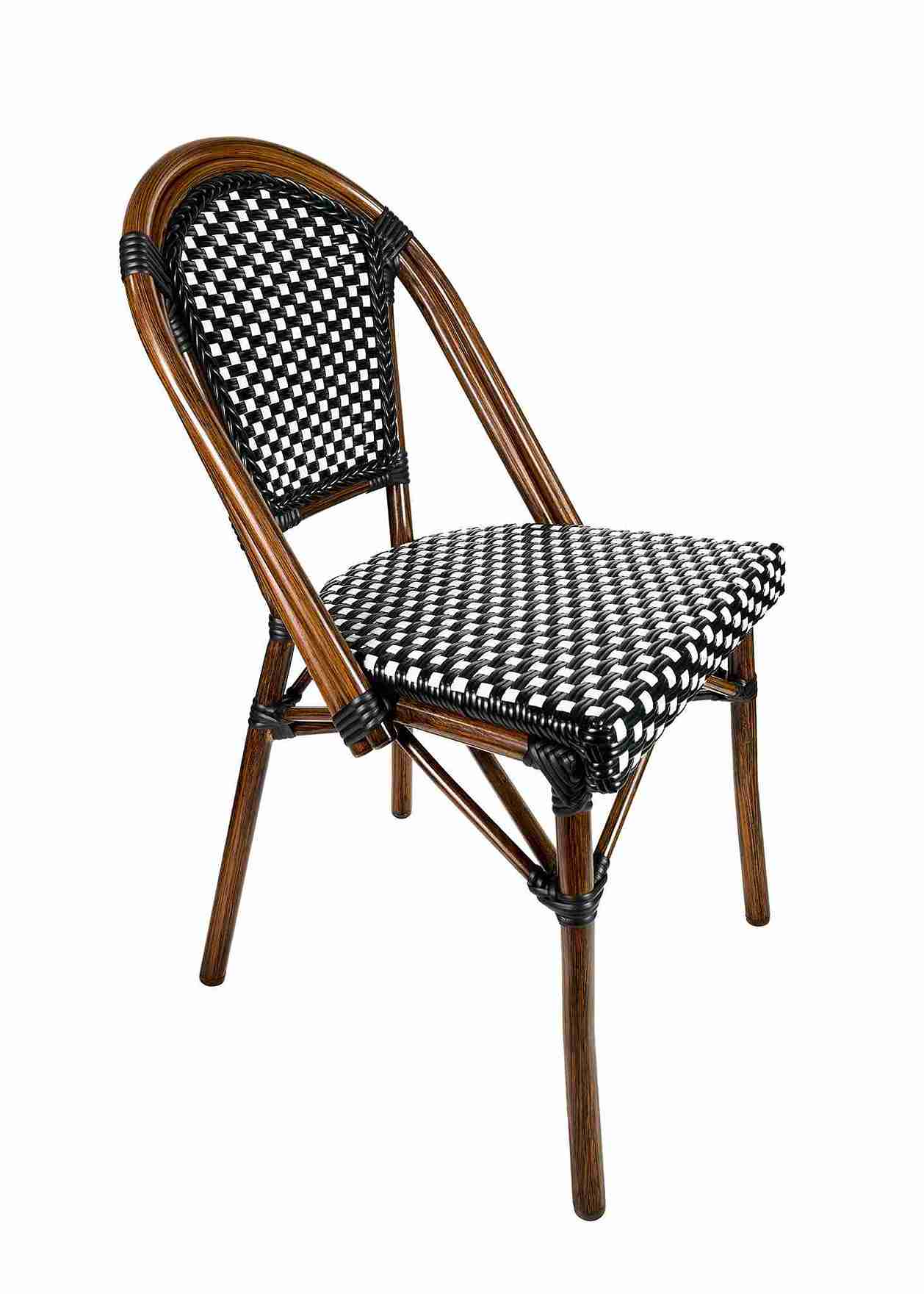 Black on White French Bistro Patio Dining Chair