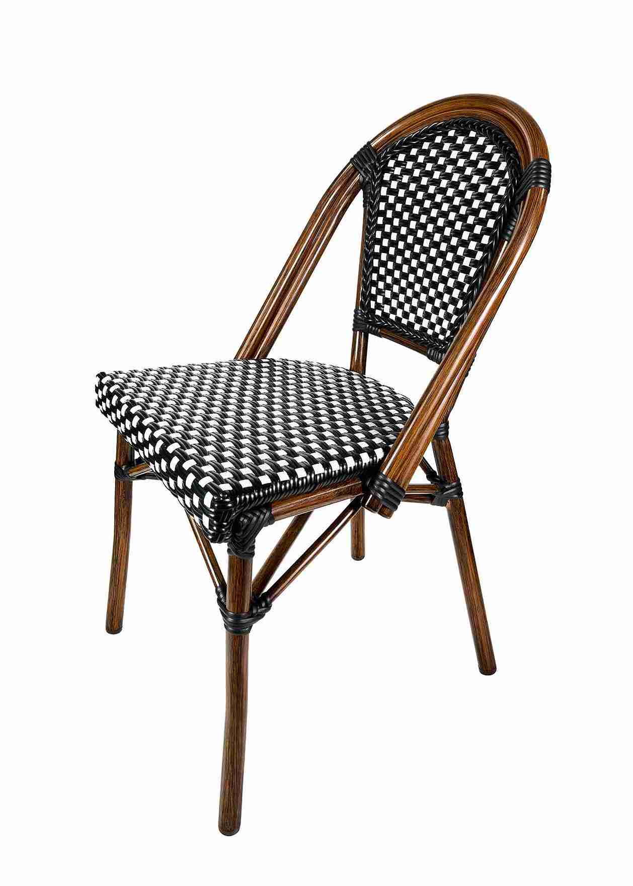 Toulouse Black on White French Bistro Patio Dining Chair CBPBLA-AX-T