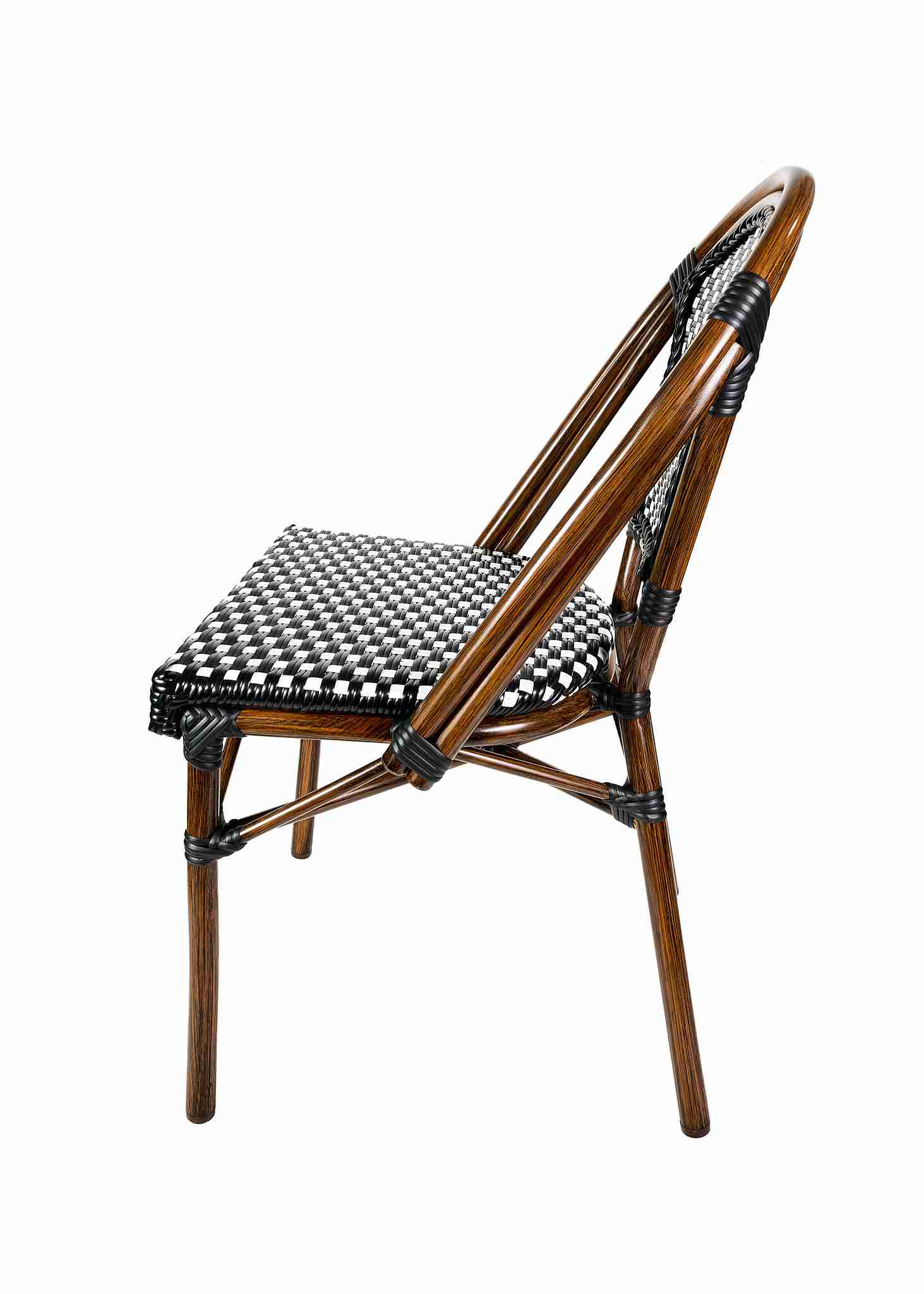 Toulouse Black on White French Bistro Patio Dining Chair CBPBLA-AX-T