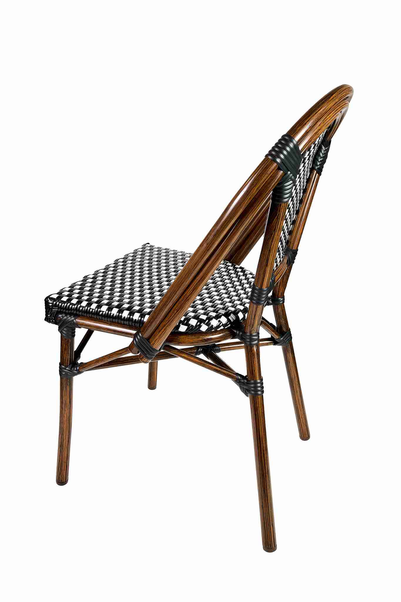 Toulouse Black on White French Bistro Patio Dining Chair CBPBLA-AX-T