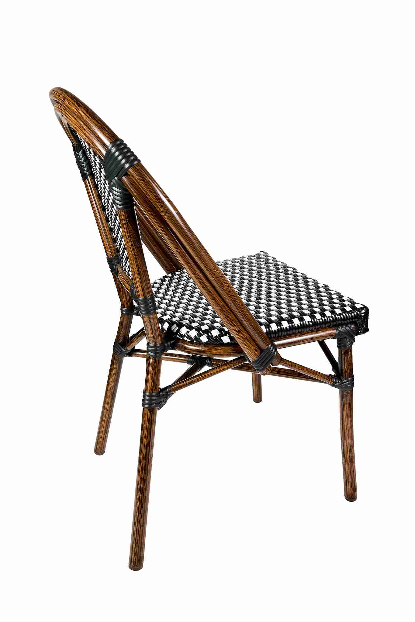 Toulouse Black on White French Bistro Patio Dining Chair CBPBLA-AX-T