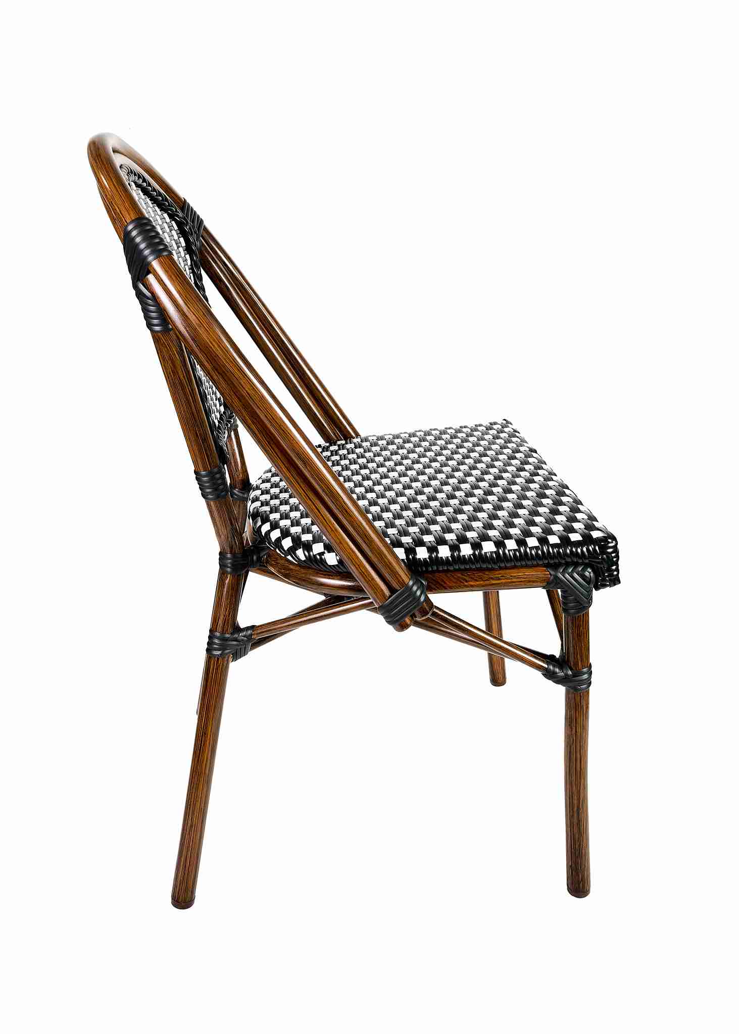Toulouse Black on White French Bistro Patio Dining Chair CBPBLA-AX-T