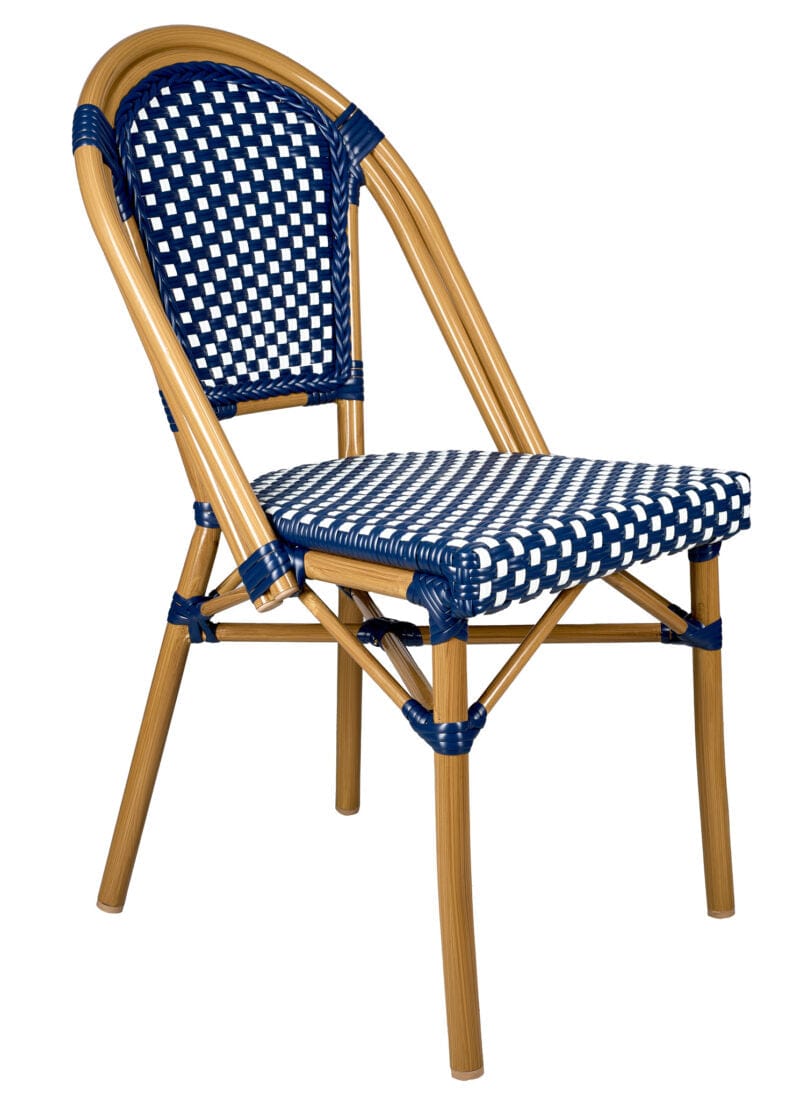 Toulouse Blue and White French Bistro Set Includes 48" x 36" Table and 4 Chairs FBK-SQ-BLU-BLU4-AX