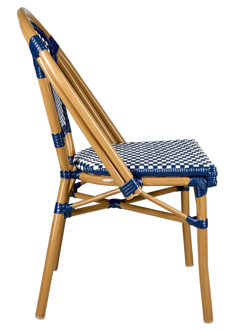 Toulouse Blue and White French Bistro Set Includes 48" x 36" Table and 4 Chairs FBK-SQ-BLU-BLU4-AX