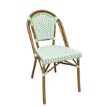 Sage Green on White PE Rattan Armless Bistro Chair Medium Frame