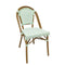 Chivari Sage Green on White PE Rattan Armless Bistro Chair Medium Frame CBPSGW-AX-T