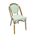 Chivari Sage Green on White PE Rattan Armless Bistro Chair Medium Frame CBPSGW-AX-T