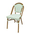 Chivari Sage Green on White PE Rattan Armless Bistro Chair Medium Frame CBPSGW-AX-T