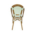 Chivari Sage Green on White PE Rattan Armless Bistro Chair Medium Frame CBPSGW-AX-T