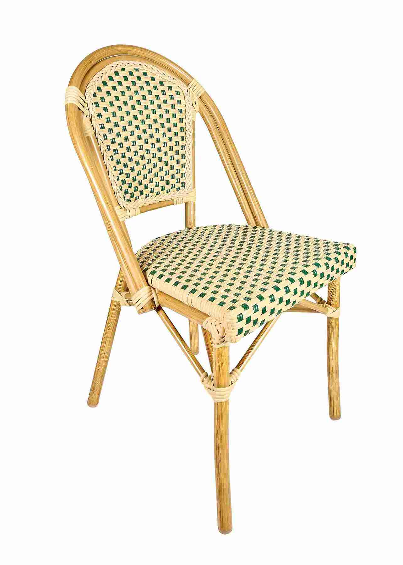 Toulouse Beige and Green French Bistro Patio Dining Chair CBPW-AX-T
