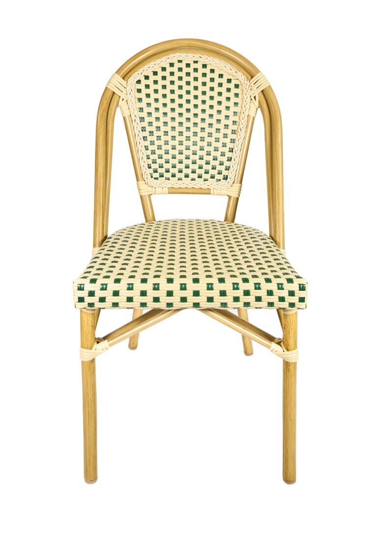 Toulouse Beige and Green French Bistro Set Includes 40" Table and 4 Chairs FBK-BG-W4-AX
