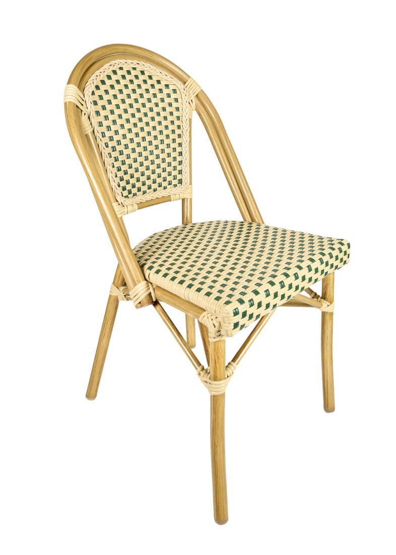 Toulouse Beige and Green French Bistro Set Includes 40" Table and 4 Chairs FBK-BG-W4-AX