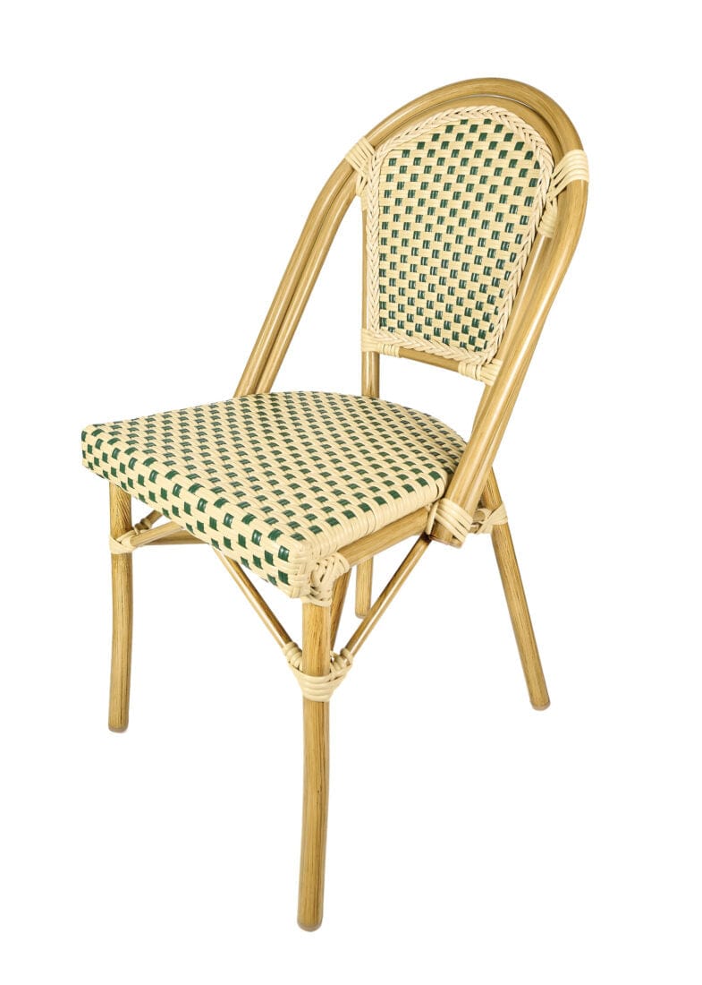 Toulouse Beige and Green French Bistro Set Includes 40" Table and 4 Chairs FBK-BG-W4-AX