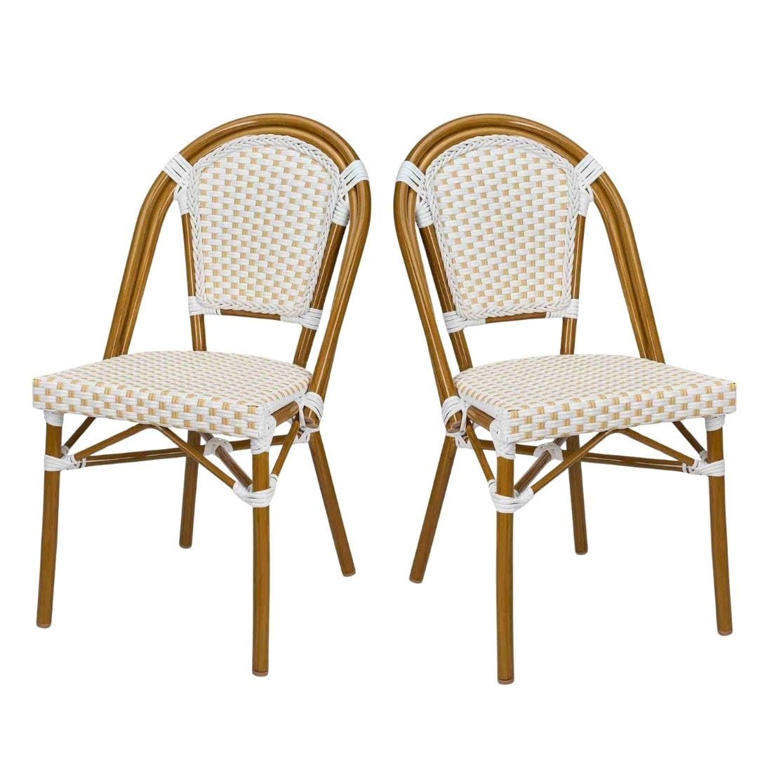 Toulouse Scratch and Dent White and Beige French Bistro Patio Dining Chair CBPWB-AX-T-SD