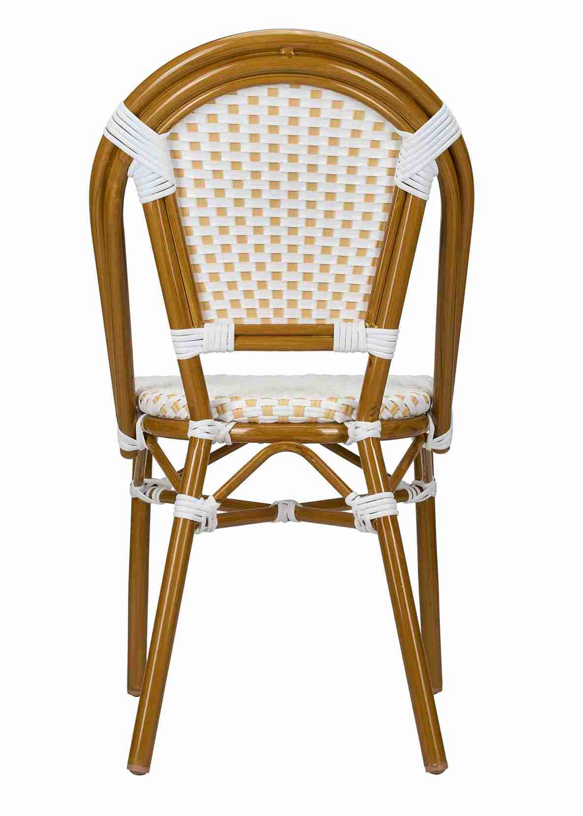Toulouse White and Beige French Bistro Patio Dining Chair CBPWB-AX-T
