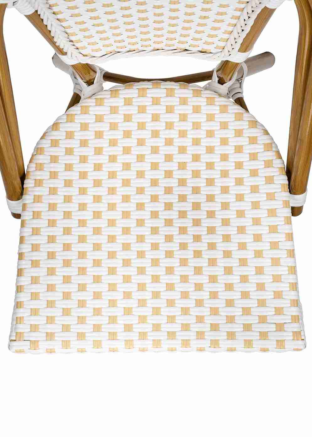 Toulouse White and Beige French Bistro Patio Dining Chair CBPWB-AX-T
