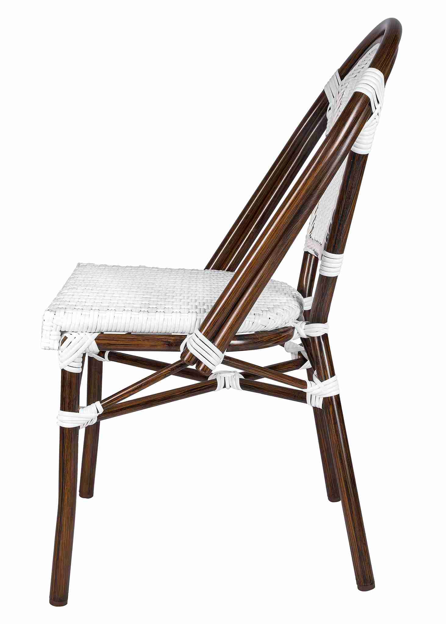 Toulouse White on White Dark Frame French Bistro Patio Dining Chair CBPWD-AX-T