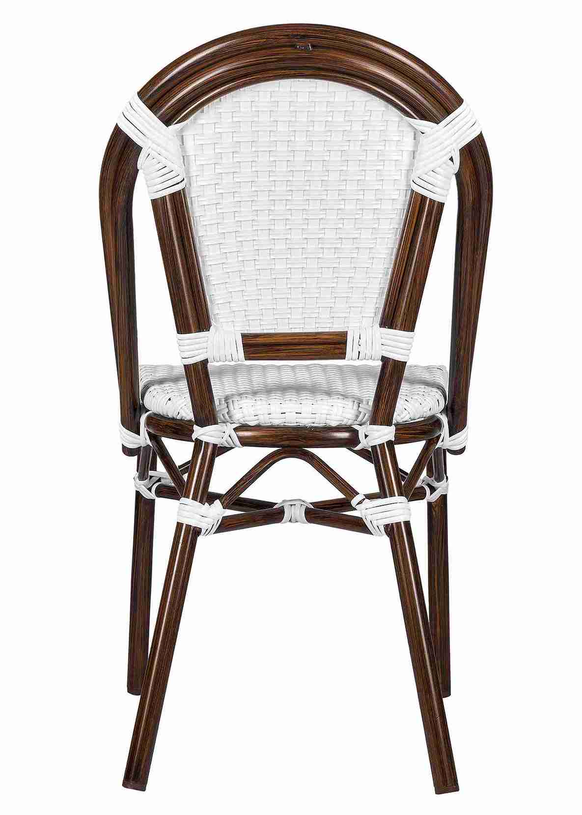 Toulouse White on White Dark Frame French Bistro Patio Dining Chair CBPWD-AX-T