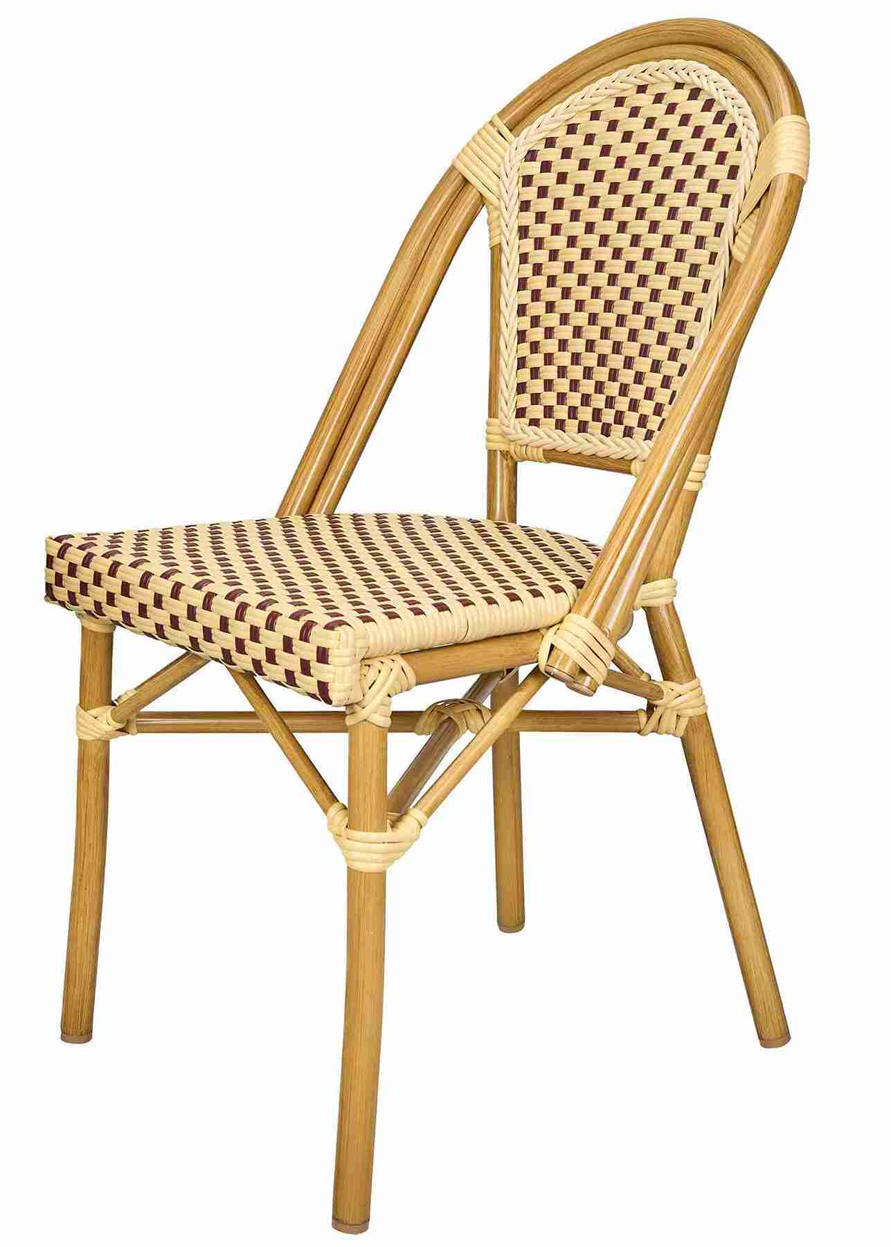 Toulouse Maroon and Beige French Bistro Patio Dining Chair CBPWM-AX-T