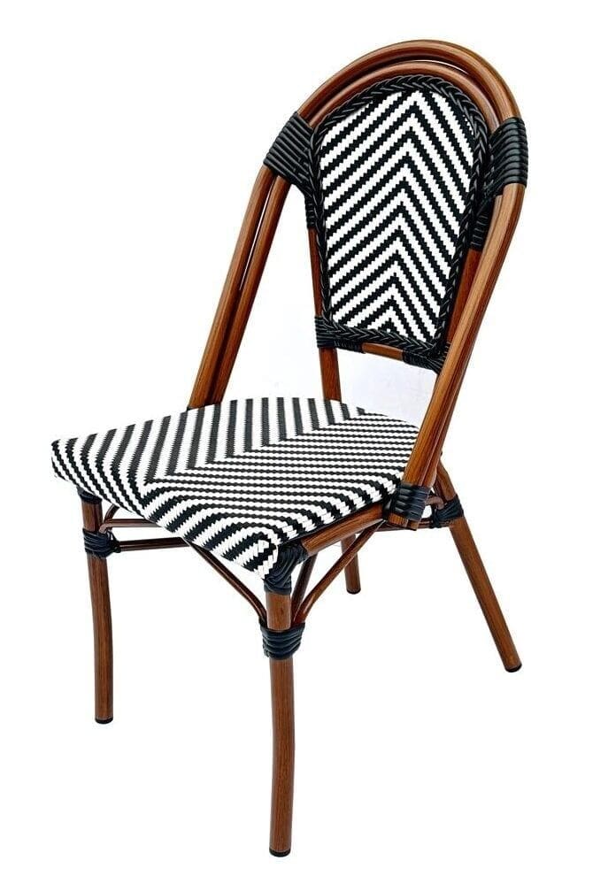 Toulouse Black and White French Bistro Patio Dining Chair CBTBLA-ZG-T